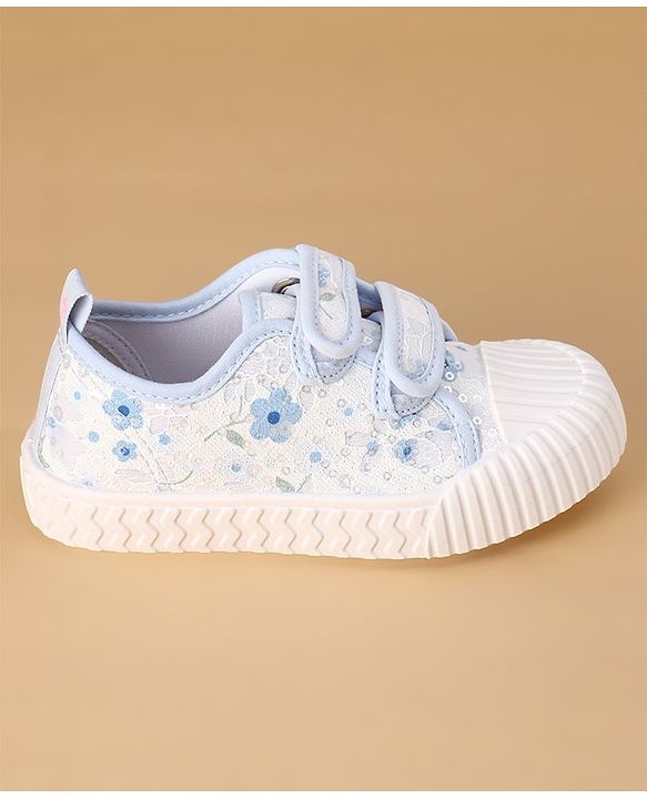 Cute Walk by Babyhug Casual Shoes with Velcro Closure &  Floral Print - Blue