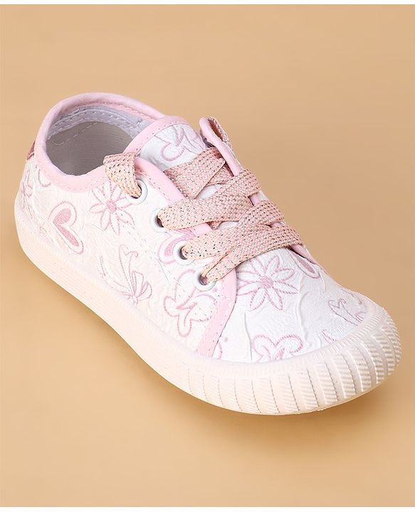 Cute Walk by Babyhug Lace Ups Casual Shoes Floral Print - Pink