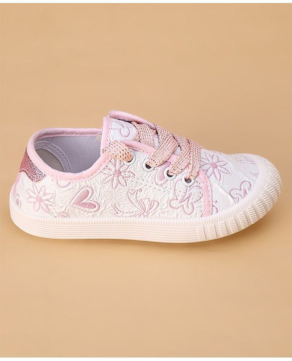 Cute Walk by Babyhug Lace Ups Casual Shoes Floral Print - Pink