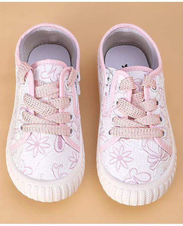 Cute Walk by Babyhug Lace Ups Casual Shoes Floral Print - Pink