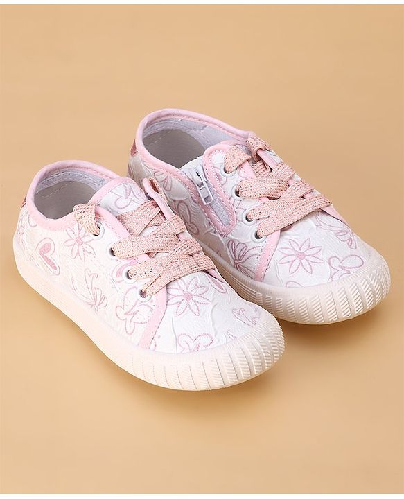 Cute Walk by Babyhug Lace Ups Casual Shoes Floral Print - Pink