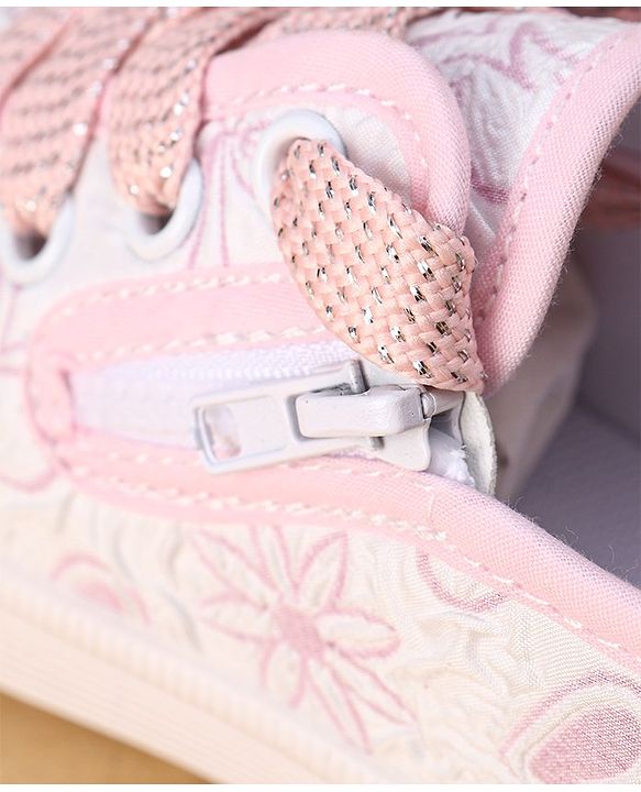 Cute Walk by Babyhug Lace Ups Casual Shoes Floral Print - Pink