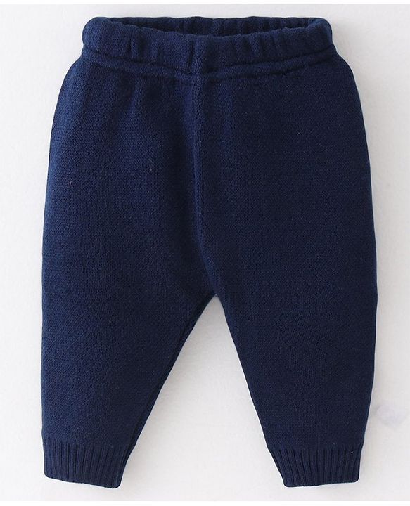 Babyhug Knitted Full Sleeves Pullover Sweater Set With Christmas Theme Design - Navy Blue