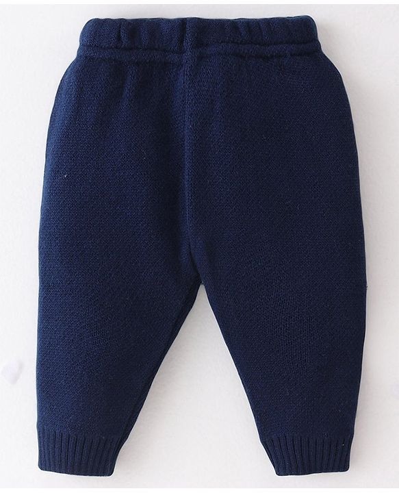 Babyhug Knitted Full Sleeves Pullover Sweater Set With Christmas Theme Design - Navy Blue