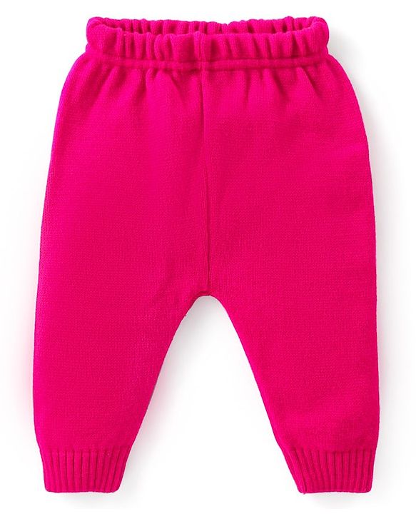 Babyhug Knitted Full Sleeves Pullover Sweater Set With Floral Design- Pink