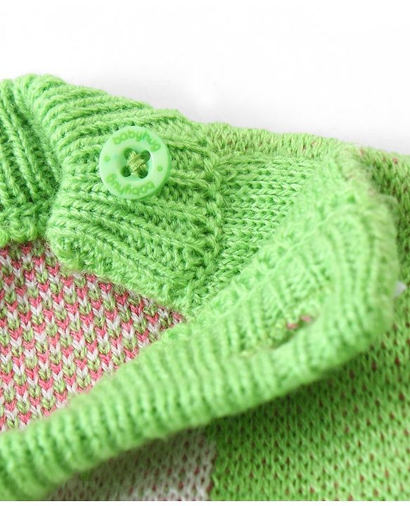 Babyhug Knit Full Sleeves Sweater Set With Hearts Design - Green