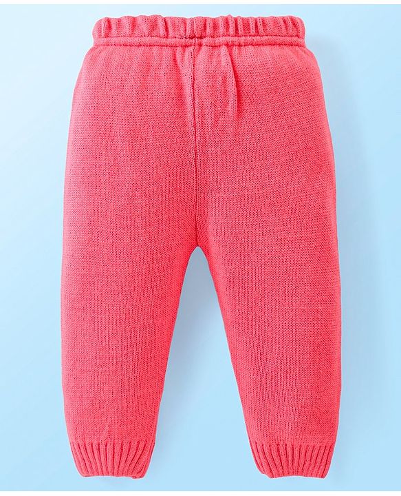 Babyhug Knit Full Sleeves Sweater Set With Argyle Design - Pink