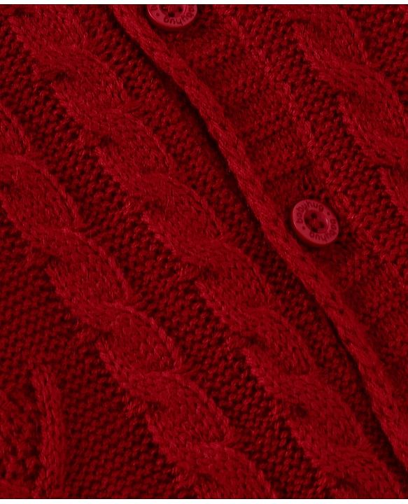 Babyhug Knitted Full Sleeves Front Open Solid Colour Hooded Sweater - Red