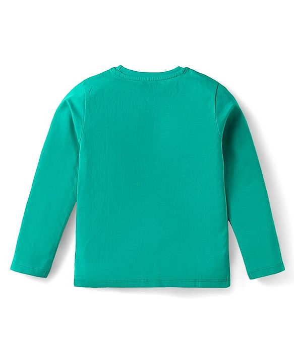 Babyhug Cotton Knit Full Sleeves Night Suit with Wild Animal Print - Sea Green