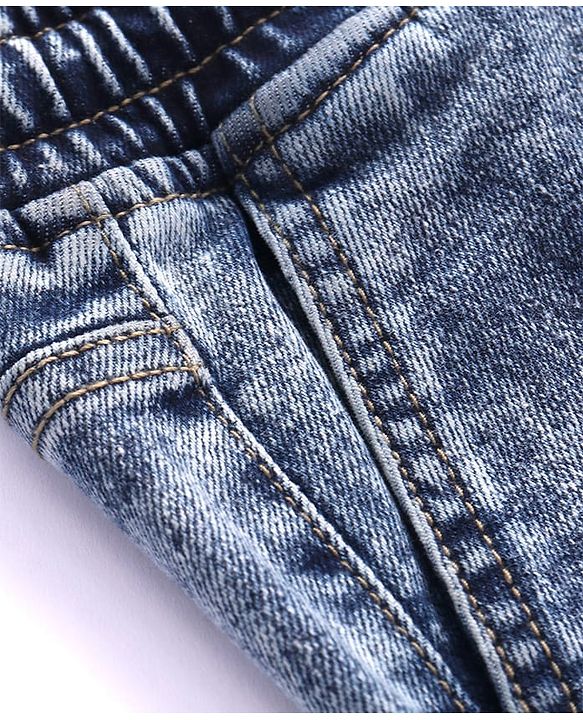 Pine Kids Cotton Rich Stretchable Full Length denim Joggers with Cloud Wash - Ice Blue