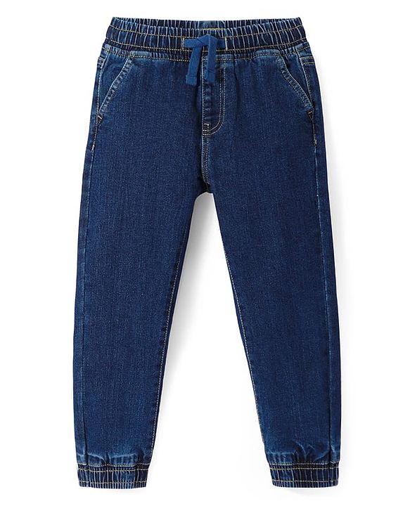 Pine Kids Cotton Rich Stretchable full length denim Joggers - Mid Blue