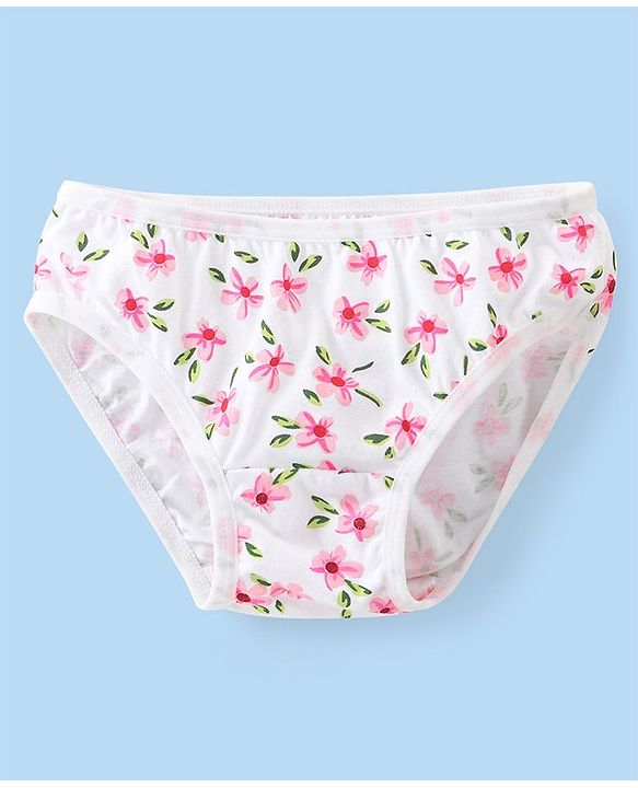 Babyhug 100% Cotton Panties Floral & Polka Dots Print Pack of 3 - Multicolour