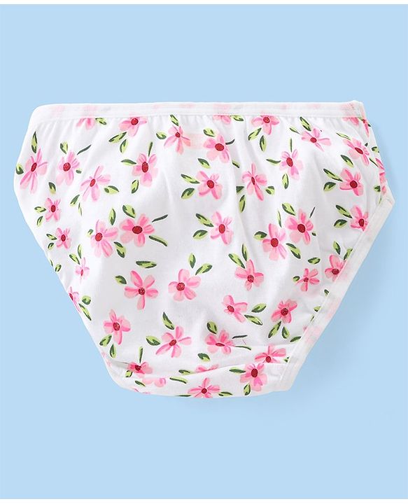Babyhug 100% Cotton Panties Floral & Polka Dots Print Pack of 3 - Multicolour