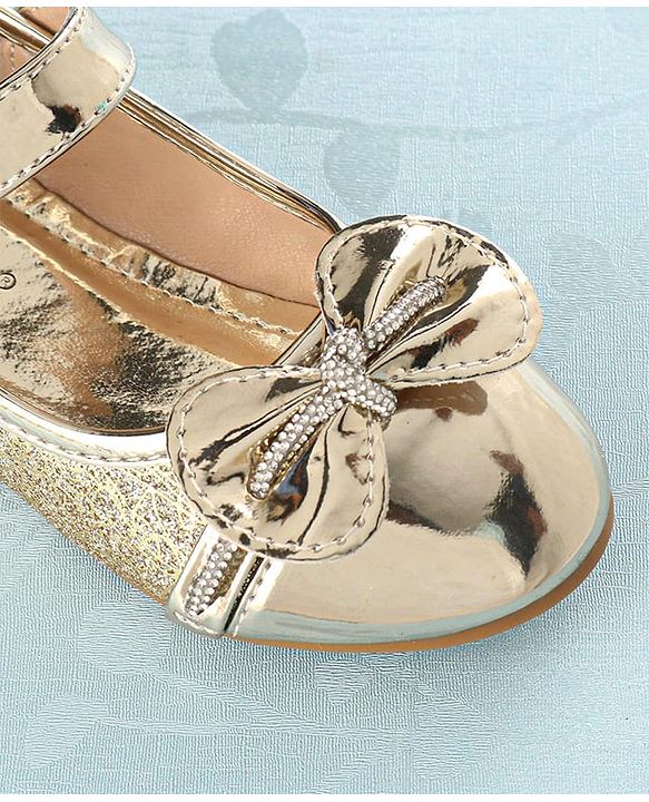 Cute Walk By Babyhug Ballerinas With Velcro Closure & Bow Applique - Golden