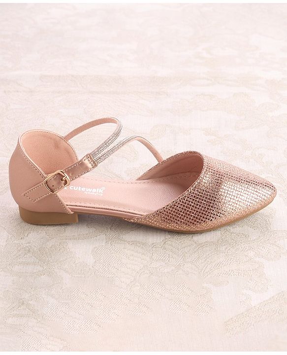 Cute Walk by Babyhug Buckle Closure Stone Embellished Ballerina - Champagne