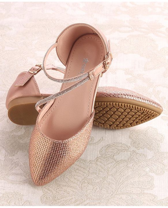 Cute Walk by Babyhug Buckle Closure Stone Embellished Ballerina - Champagne