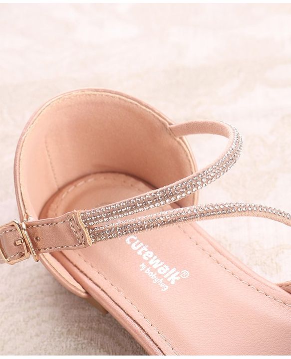 Cute Walk by Babyhug Buckle Closure Stone Embellished Ballerina - Champagne