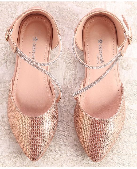 Cute Walk by Babyhug Buckle Closure Stone Embellished Ballerina - Champagne