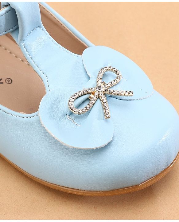 Cute Walk by Babyhug Slip On Ballerinas with Velcro Closure & Bow Applique - Blue