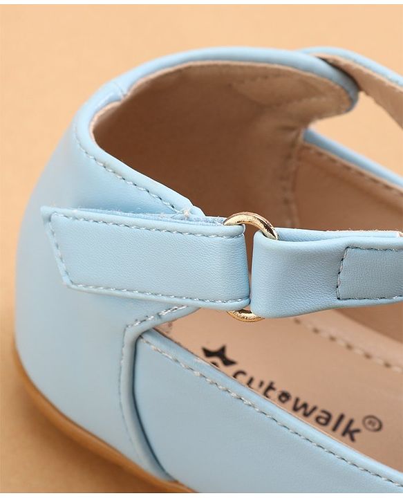 Cute Walk by Babyhug Slip On Ballerinas with Velcro Closure & Bow Applique - Blue