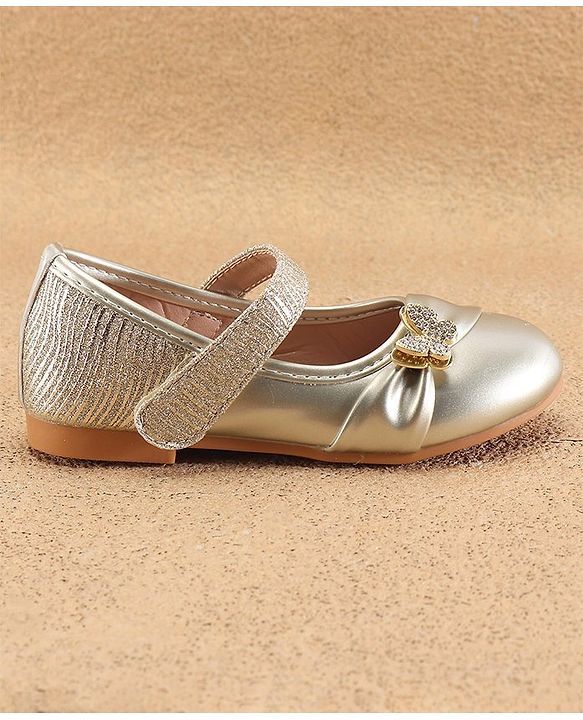 Cute Walk By Babyhug Ballerinas With Velcro Closure & Butterfly Applique - Golden