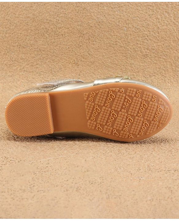 Cute Walk By Babyhug Ballerinas With Velcro Closure & Butterfly Applique - Golden