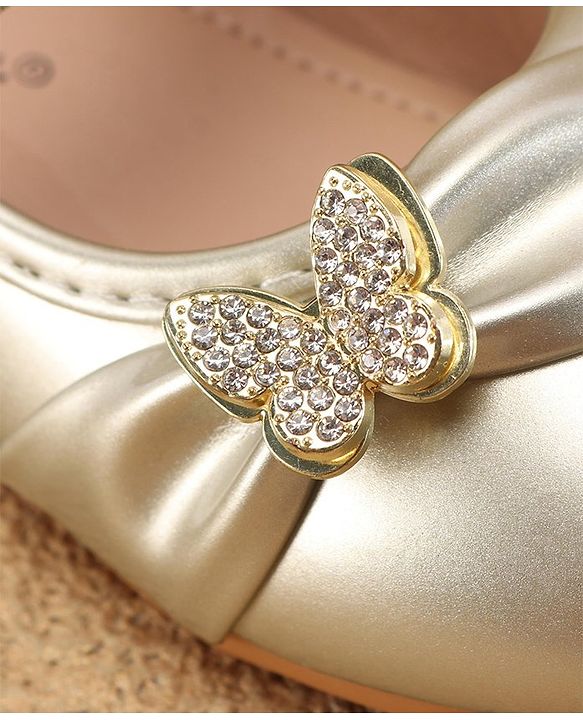 Cute Walk By Babyhug Ballerinas With Velcro Closure & Butterfly Applique - Golden