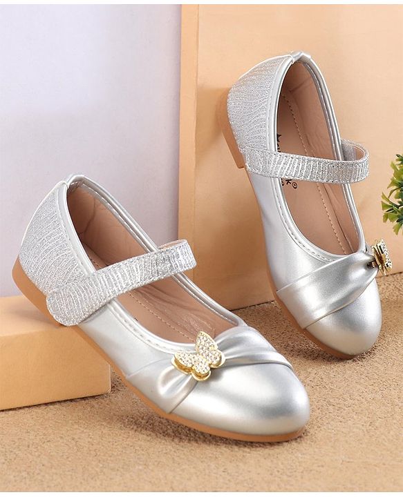 Cute Walk By Babyhug Ballerinas With Velcro Closure & Butterfly Applique - Golden