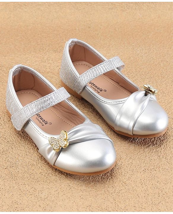 Cute Walk By Babyhug Ballerinas With Velcro Closure & Butterfly Applique - Golden