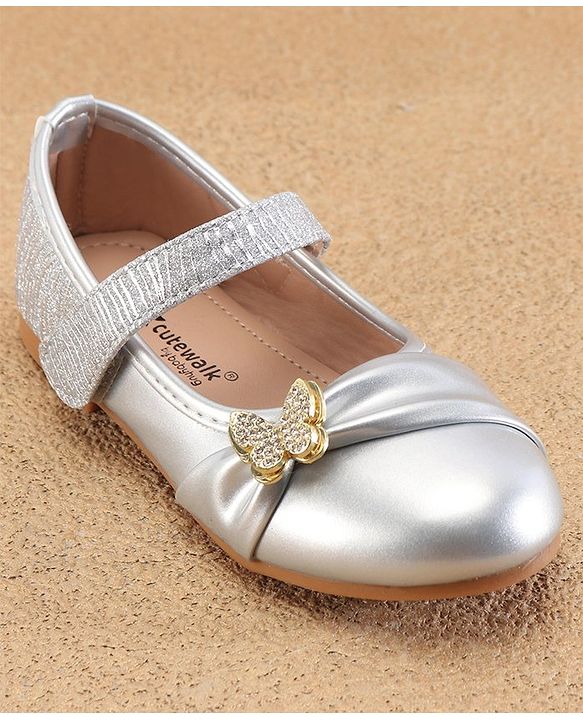 Cute Walk By Babyhug Ballerinas With Velcro Closure & Butterfly Applique - Golden