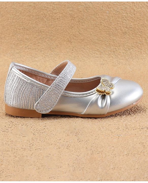 Cute Walk By Babyhug Ballerinas With Velcro Closure & Butterfly Applique - Golden