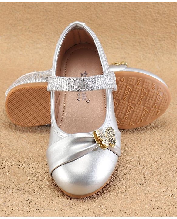 Cute Walk By Babyhug Ballerinas With Velcro Closure & Butterfly Applique - Golden