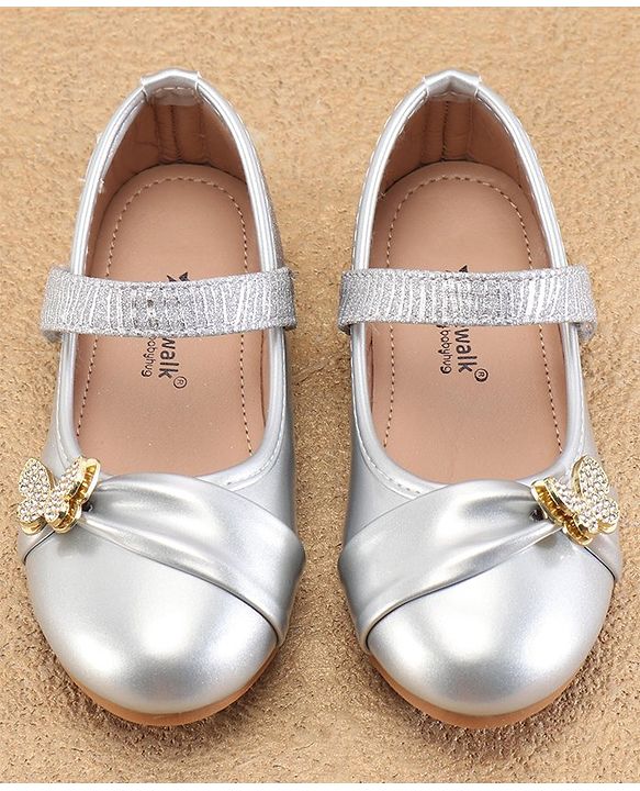 Cute Walk By Babyhug Ballerinas With Velcro Closure & Butterfly Applique - Golden