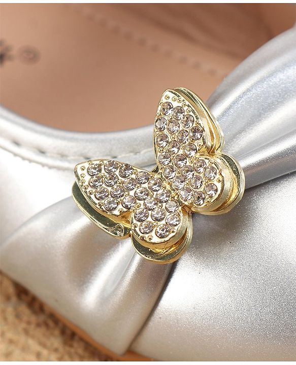 Cute Walk By Babyhug Ballerinas With Velcro Closure & Butterfly Applique - Golden