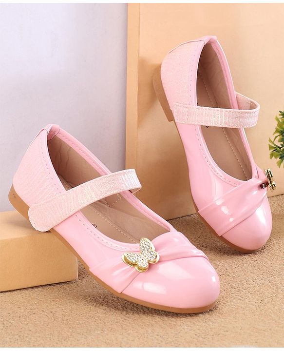 Cute Walk By Babyhug Ballerinas With Velcro Closure & Butterfly Applique - Golden