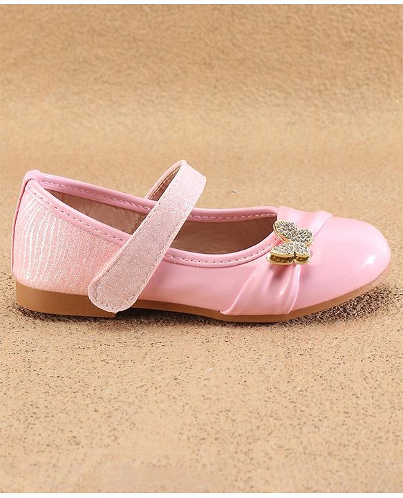 Cute Walk By Babyhug Ballerinas With Velcro Closure & Butterfly Applique - Golden