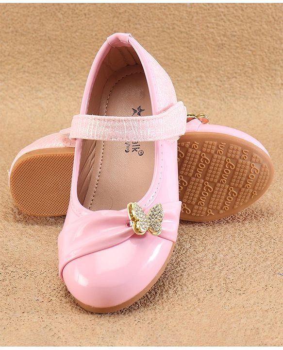 Cute Walk By Babyhug Ballerinas With Velcro Closure & Butterfly Applique - Golden