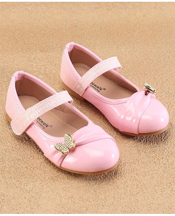 Cute Walk By Babyhug Ballerinas With Velcro Closure & Butterfly Applique - Golden