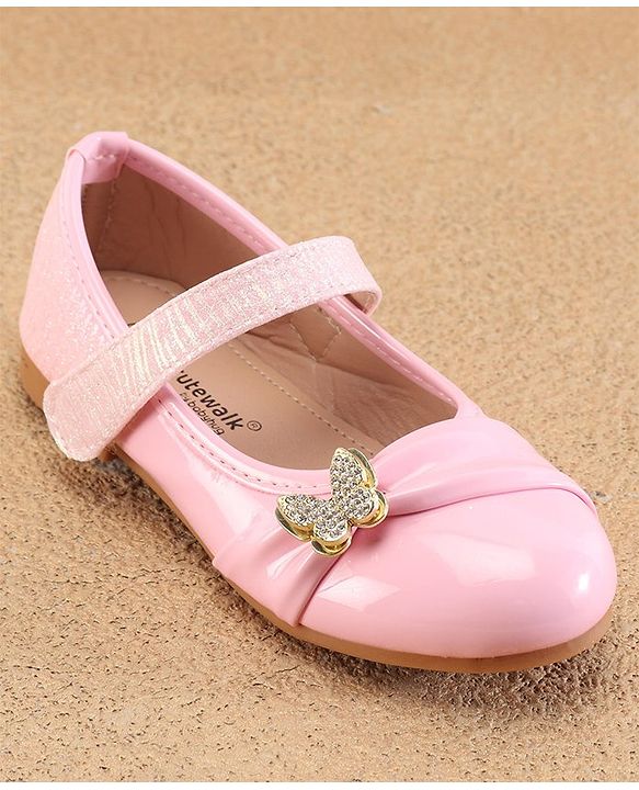 Cute Walk By Babyhug Ballerinas With Velcro Closure & Butterfly Applique - Golden