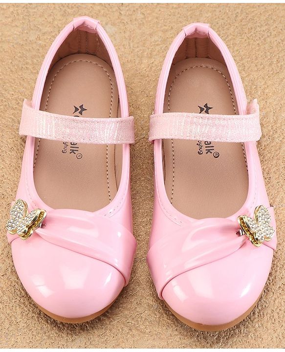 Cute Walk By Babyhug Ballerinas With Velcro Closure & Butterfly Applique - Golden