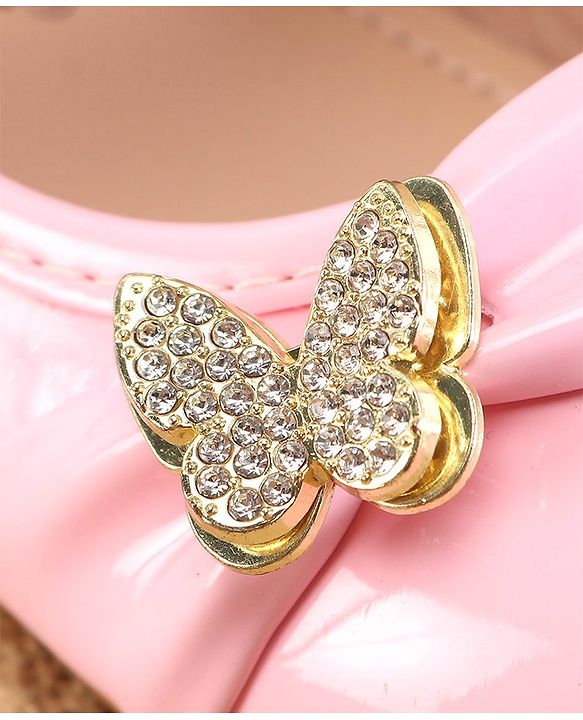 Cute Walk By Babyhug Ballerinas With Velcro Closure & Butterfly Applique - Golden