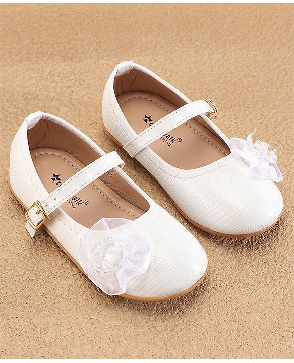 Cute Walk By Babyhug Ballerinas With Buckle Closure & Floral Applique - Golden