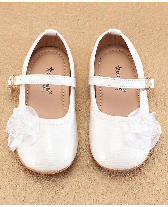 Cute Walk By Babyhug Ballerinas With Buckle Closure & Floral Applique - Golden