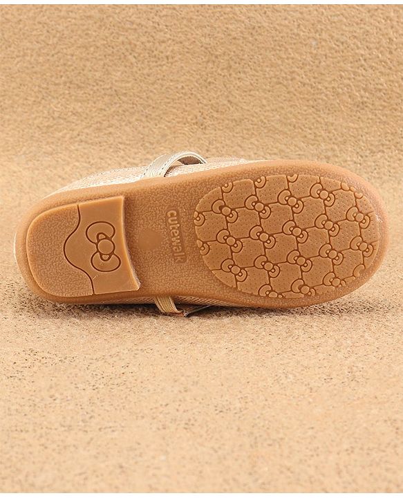 Cute Walk By Babyhug Slip Ons Ballerinas With Bow Applique - Golden
