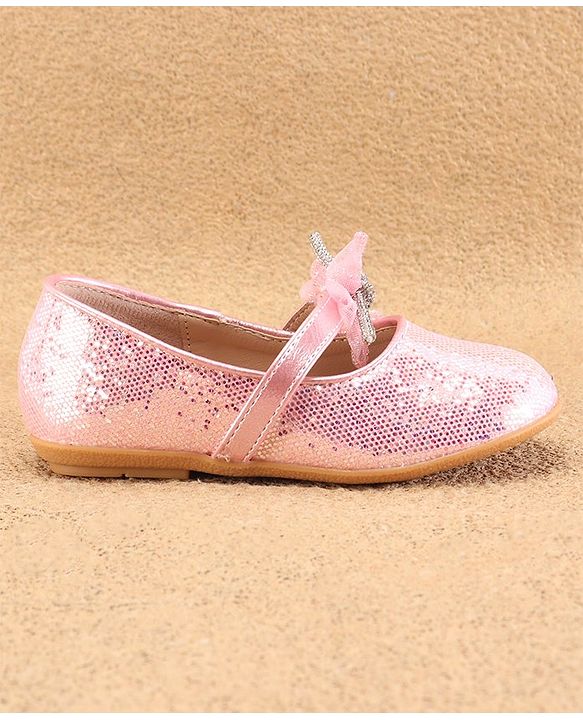 Cute Walk By Babyhug Slip Ons Ballerinas With Bow Applique - Golden