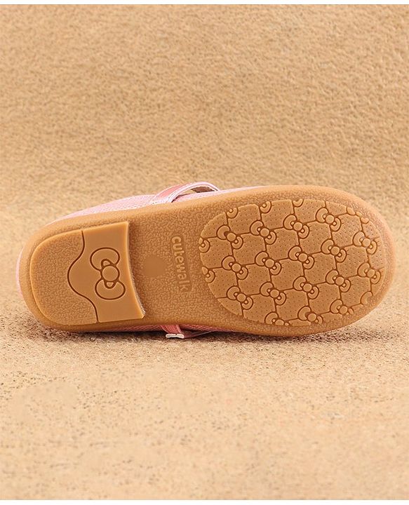 Cute Walk By Babyhug Slip Ons Ballerinas With Bow Applique - Golden