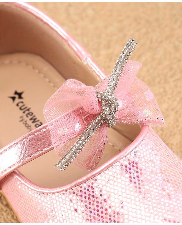 Cute Walk By Babyhug Slip Ons Ballerinas With Bow Applique - Golden