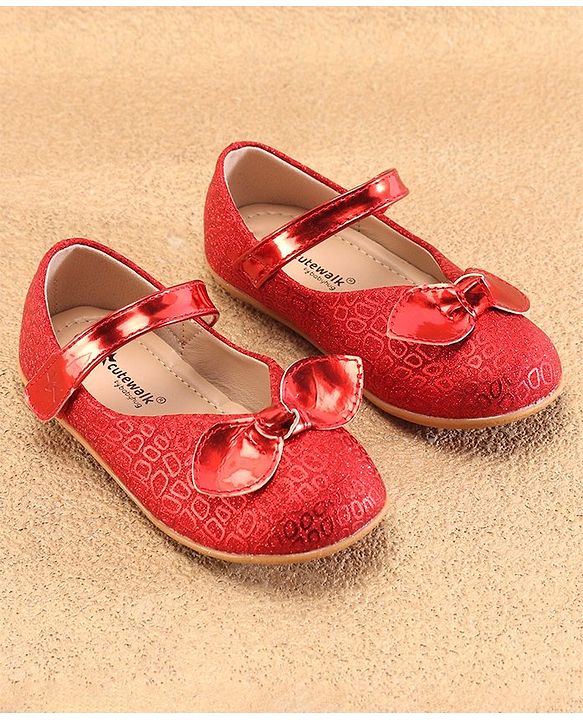 Cute Walk by Babyhug Ballerina with Velcro Closure & Bow Applique - Red