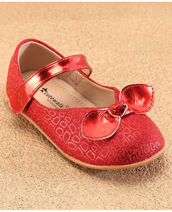 Cute Walk by Babyhug Ballerina with Velcro Closure & Bow Applique - Red