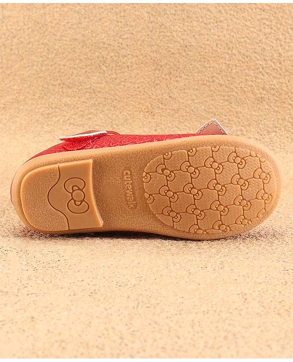 Cute Walk by Babyhug Ballerina with Velcro Closure & Bow Applique - Red